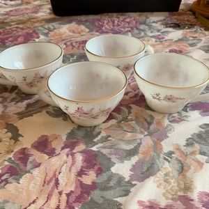 Vintage Delicate Milky white Floral Kamei tea cups